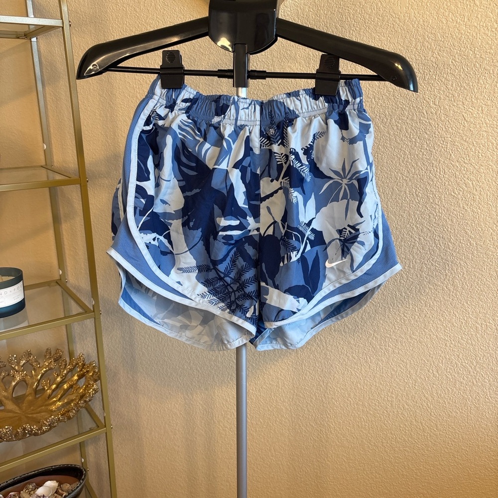 Nike Dri-FIT Blue Tropical Print Running Shorts w/ Mesh Panels Size M